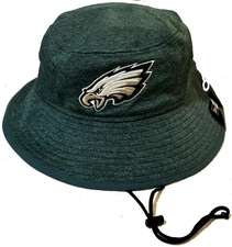 RAreNWT Authentic NFL New Era Philadelphia Eagles Team Bucket Hat W/ Chin Strap