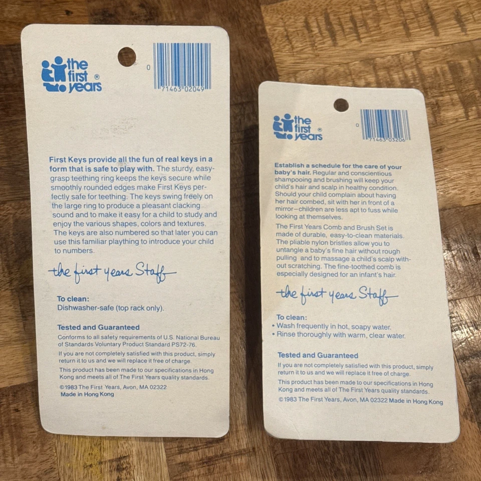 复古 The First Years First Keys/梳子和刷子套装泰迪熊/婴儿指甲夹 — 第 2/4 张图片