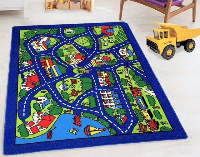 kids rugs nursery decor mat 8X10 classroom city map rugs for children