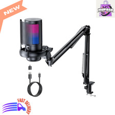 Gaming USB Microphone with Boom Arm RGB Light for Streaming Podcasting