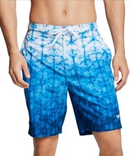 SPEEDO Men's Bondi Board Lined Printed Athletic Fit Swim Trunks Blue Shorts NWT