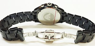 腕時計(アナログ) EMPORIO ARMANI CERAMICA AR-1401 New Armani Black Ceramica Mens 41mm Chronograph AR1401 Date,30m WR