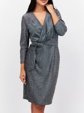 NEW CALVIN KLEIN BLACK SILVER PLEATED  SHEATH DRESS SIZE 16W WOMEN PLUS $149