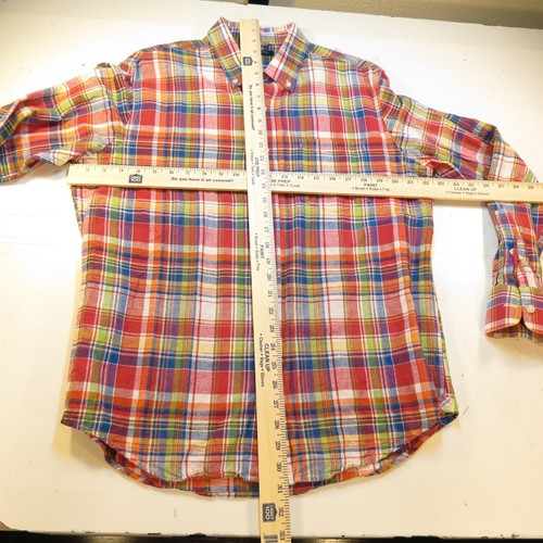 CAMISA CON BOTONES DE DISEÑO BANANA REPUBLIC Mezcla de lino para hombre L a cuadros coloridos - Imagen 5 de 7