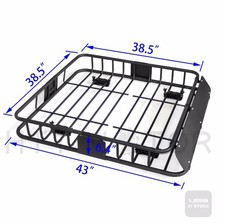 220 Lbs Universal Black Steel Cargo Carrier Roof Rack Basket Cross Bar Suv -htt