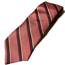 Vintage Lilly Dache Red Diagonal Striped Tie Silk Blend