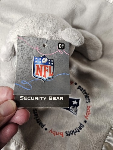 Baby Fanatic New England Patriots Bear Security Blanket Lovey Silk Trim Gray - Picture 3 of 7