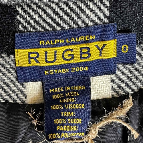 Ralph Lauren Rugby Label Black and White Buffalo Plaid Wool Crop Jacket Size 0 - Picture 4 of 12