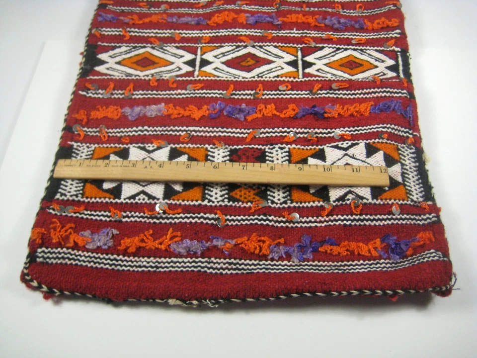 Handwoven Pillowcase ONLY Tapestry Decor Weaving Table Runner Red 21 In Rustic - Image 3 of 4