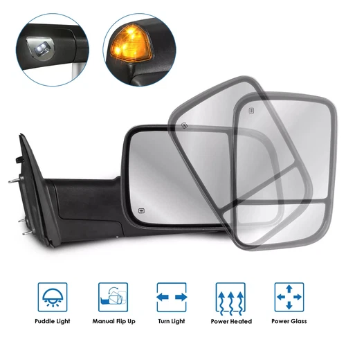 Passenger Side Power Heated Tow Mirror w/ Turn Signal For 2009-2018 Dodge Ram