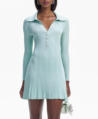 Women's sp Viscose Long Sleeve Knit Mini Dress for Ladies Green | eBay
