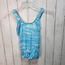 Lands' End Girl s Crossback Tankini Swim Top Blue Tie-dye Size 14