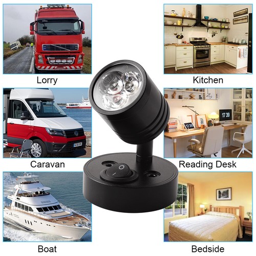 2PCS 12V LED Spot Reading Light Touch Switch Camper Van Caravan Boat Motorhome - Picture 19 of 19