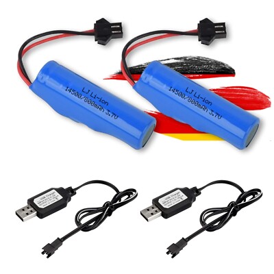 2x 3,7V 800mAh Li-Ion SM-2P Akku+USB RC Auto,Boot,Bagger,Deerc,HyperGo,Haiboxing