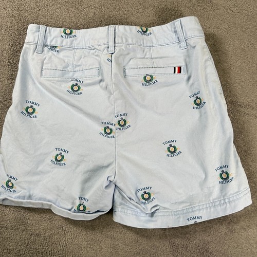 Tommy Hilfiger Women's Size 00 Light Blue All-Over Logo Print Shorts - Picture 9 of 12