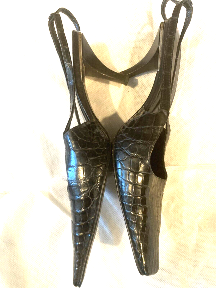 Gucci by Tom Ford S/S 1998 Black Crocodile Crystal G