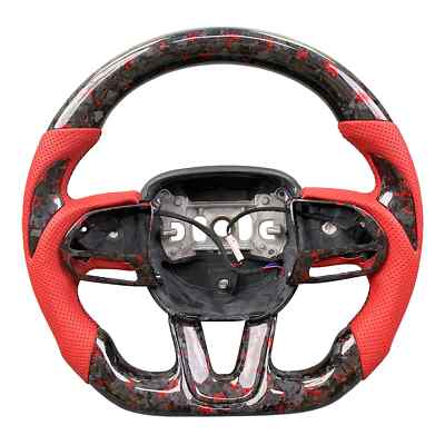 Red Forged Carbon Fiber Heat Steering Wheel for Dodge Challenger SRT Charger 15+