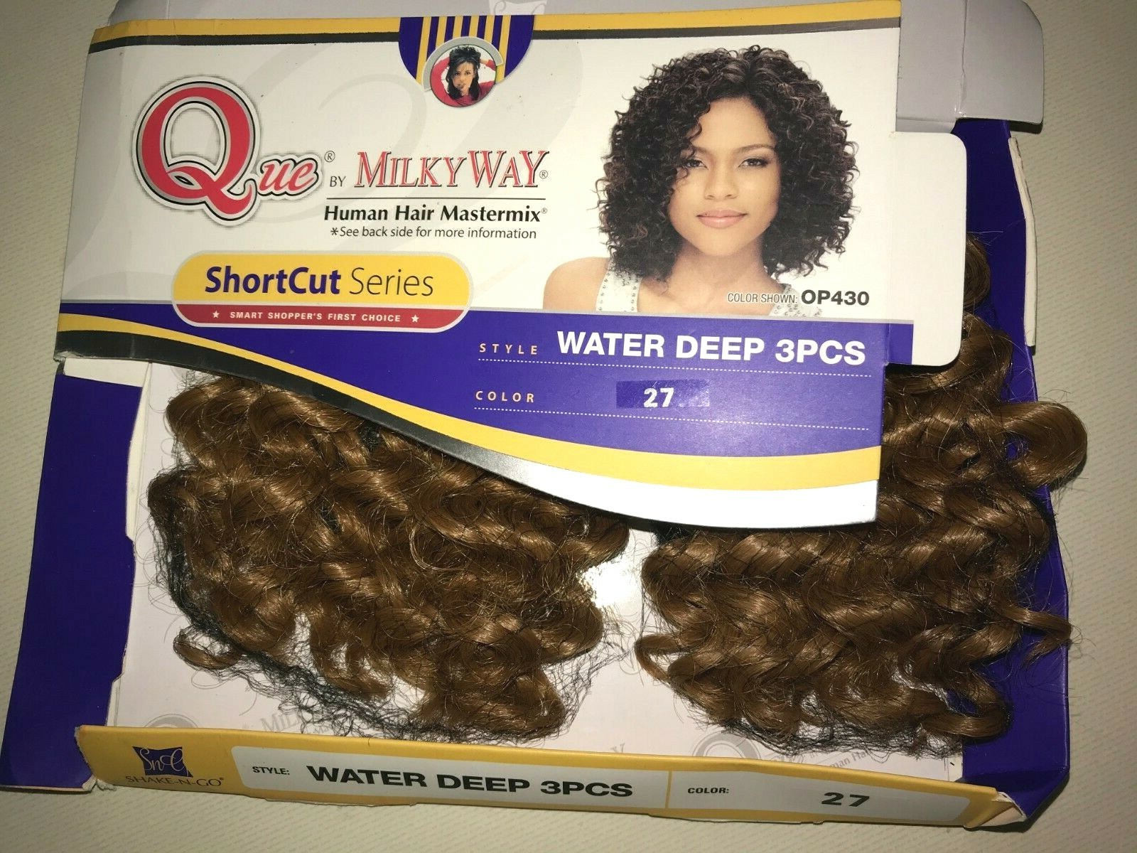 NEW NIP 2 pc QUE by MILKY WAY SHORT CUT HUMAN HAIR PIECE WIG NO. 27 WATER  DEEP | eBay