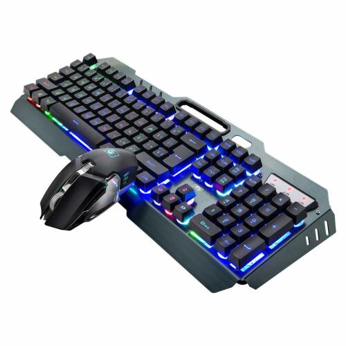 Set mouse tastiera da gioco ricaricabile sensazione meccanica LED arcobaleno - Foto 13 di 15