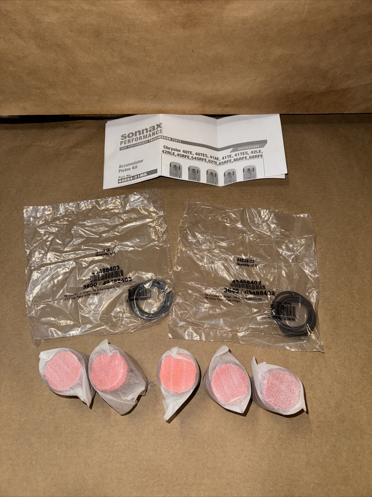 Dodge 45RFE-68RFE Sonnax Accumulator Piston Kit