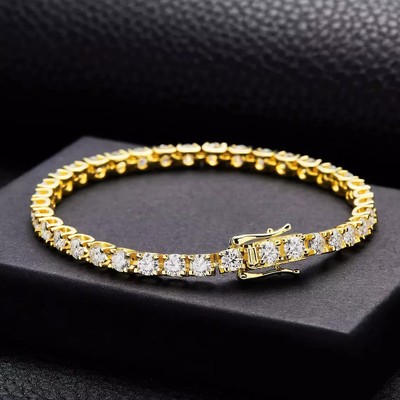 7'' Inch Tennis Bracelet 10 Ct Round Cut Simulated Diamond 14K Yellow Gold Finish
