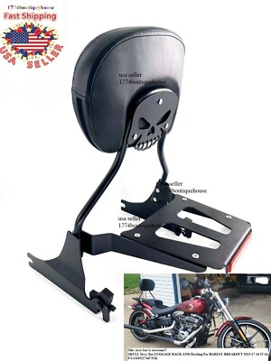 SKULL Sissy Bar LUGGAGE RACK AND Docking For HARLEY BREAKOUT 2013-17 16 15 14 US