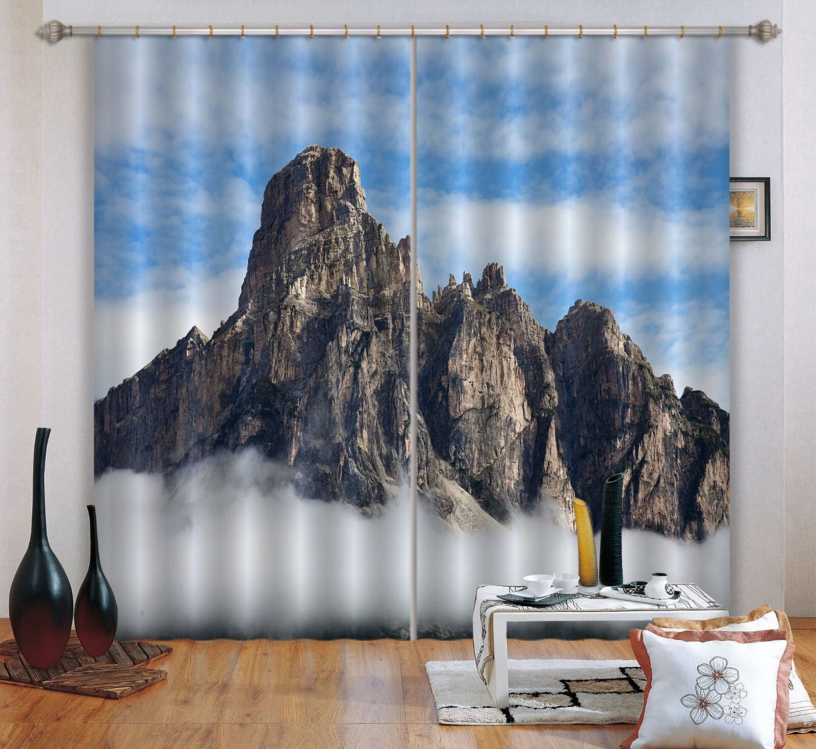 3D Mountain Cloud ZHUB741 Photo Curtain Window Blockout Fabric Amy 2023