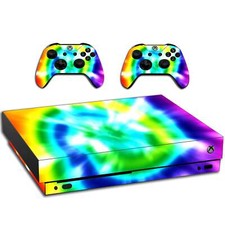 VWAQ Tie Dye Rainbow Pattern Decal Skins Designed to Fit Xbox One X Console And