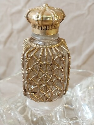 A Vintage Empty Small Glass Filigree Perfume Bottles