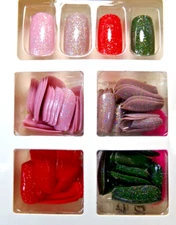 Color Sister Nails Shiny Glitter Red, Pink,  4 Full Sets Medium