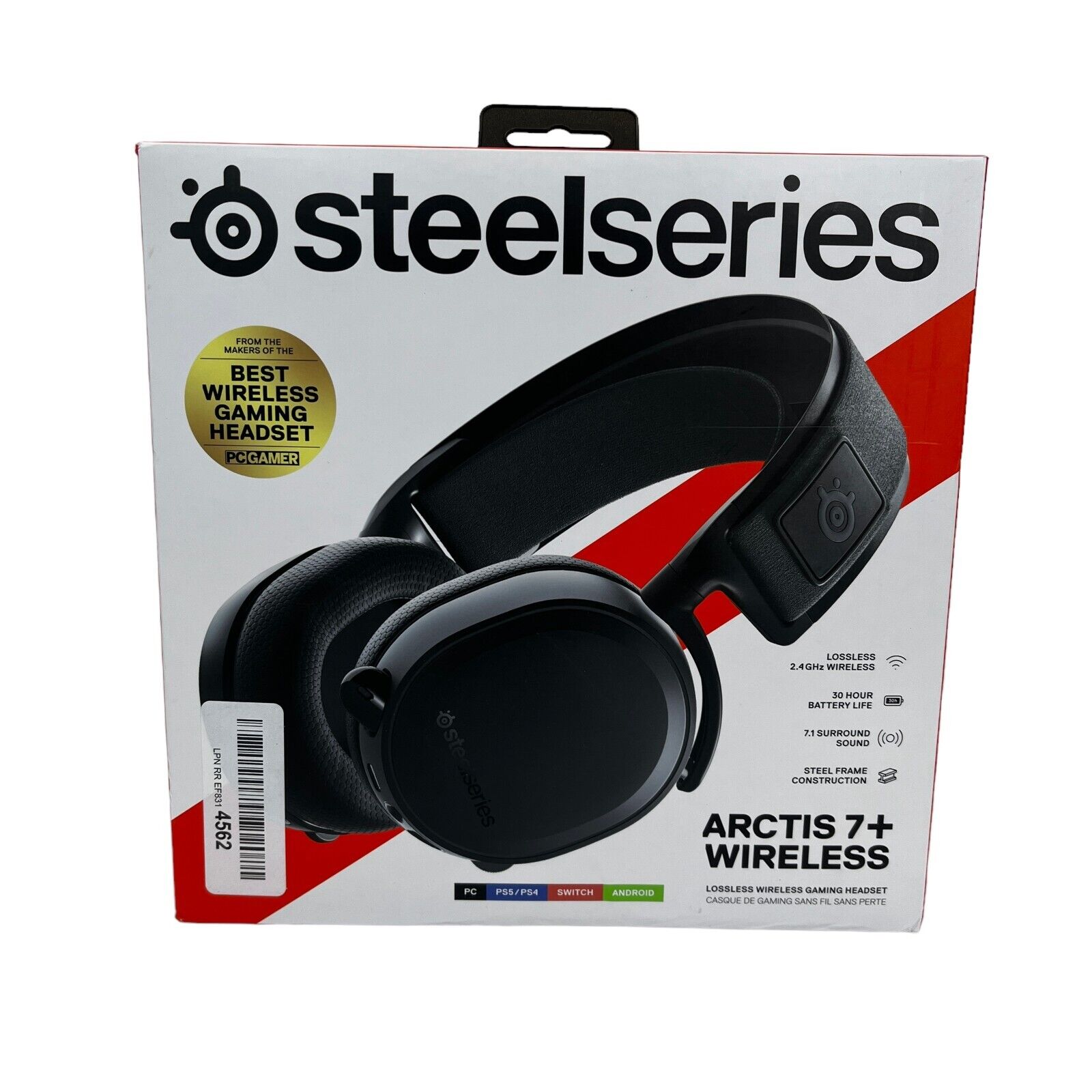 SteelSeries Arctis 7+ Plus Wireless Over-Ear Gaming Headset - Black -NO  DONGLE