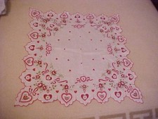 VTG Valentine Hanky Red Roses Hearts 82470