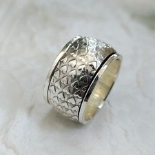 Ring Sterling Silver ring Spinner Ring thick heart wide band Handmade Ring