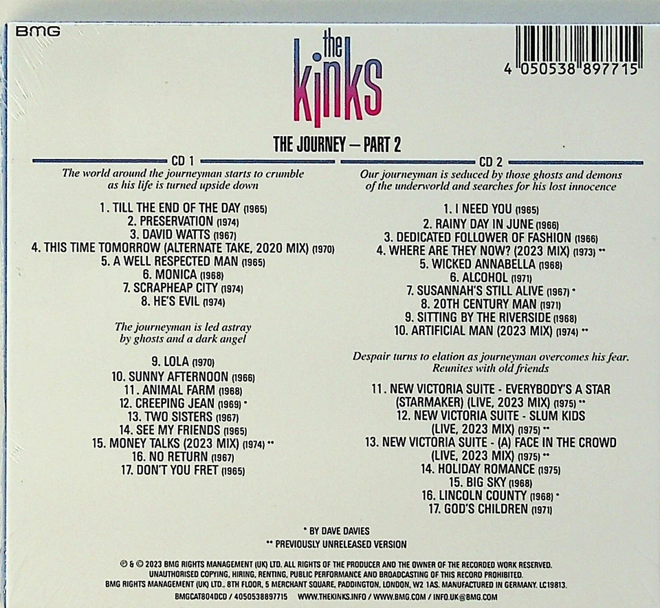 The Kinks -The Journey: Part 2 -Anthology 2-CD -NEW (2023) Best Of/B-Sides/Live - Image 2 of 2