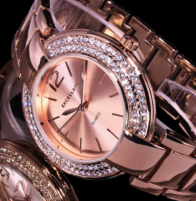 Excellanc Uhr Damenuhr Armbanduhr Rose Gold Farben Metall Strass 20-2 B-Ware