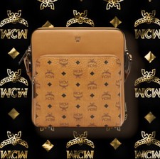 Mcm Ottomer Crossbody And Coin Pouch In Visetos / Color-cognac