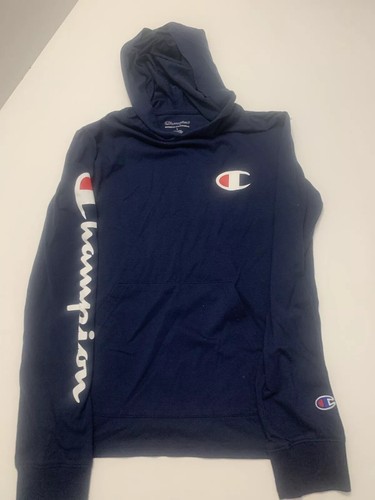 Champion Hooded Shirt Kids Large Navy Blue Long Sleeve Top Athletic Approved!! - Picture 12 of 17