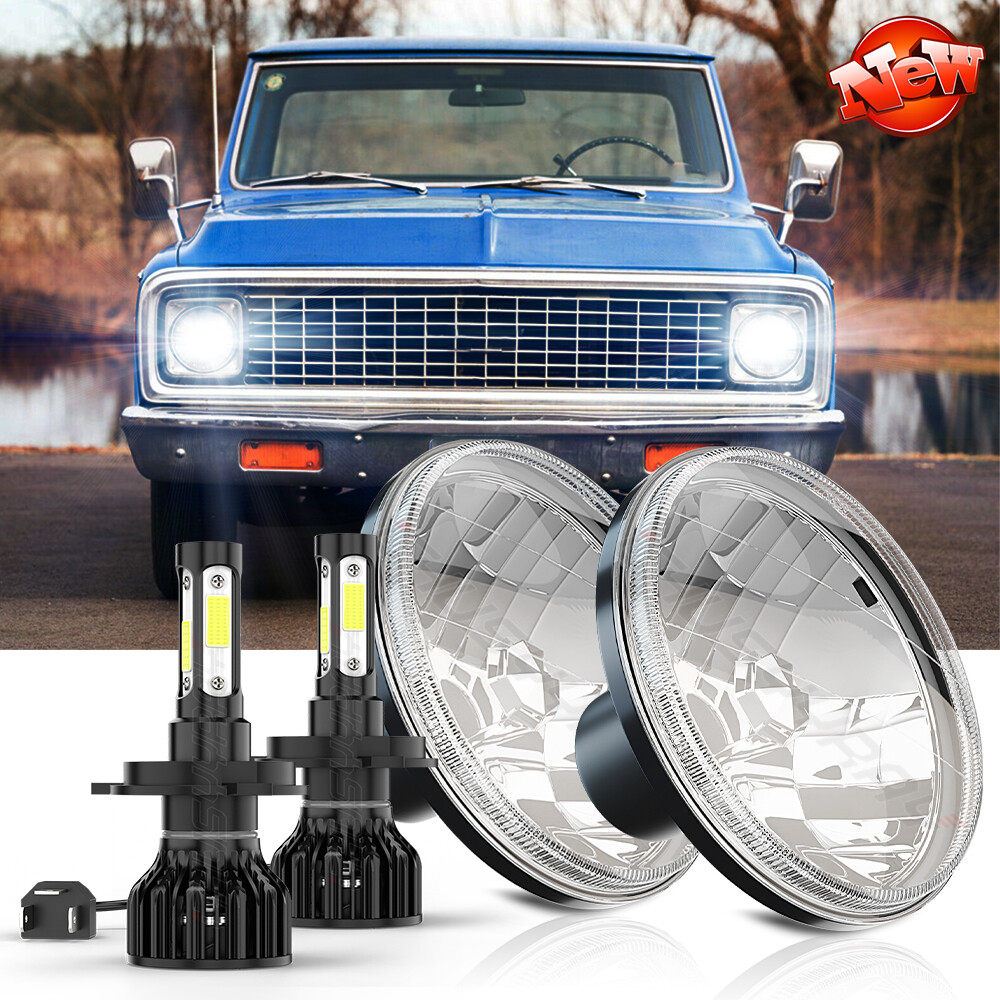 7x6 inch For Chevrolet C10 C20 C30 K10 K20 K30 Led Headlight Sealed Beam DRL 2x