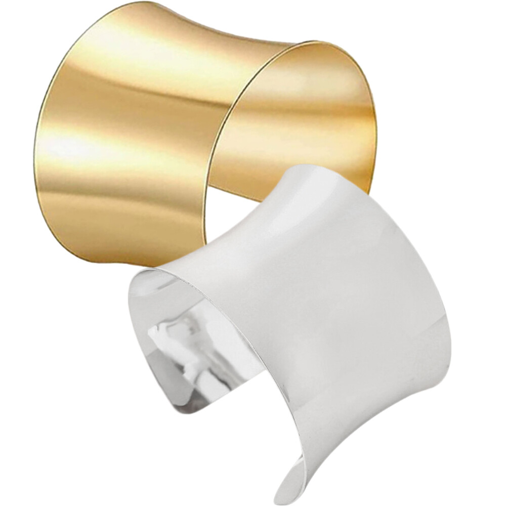 2 Pcs Gold Bangle Wristband Wedding Bracelet Cuff Bracelets