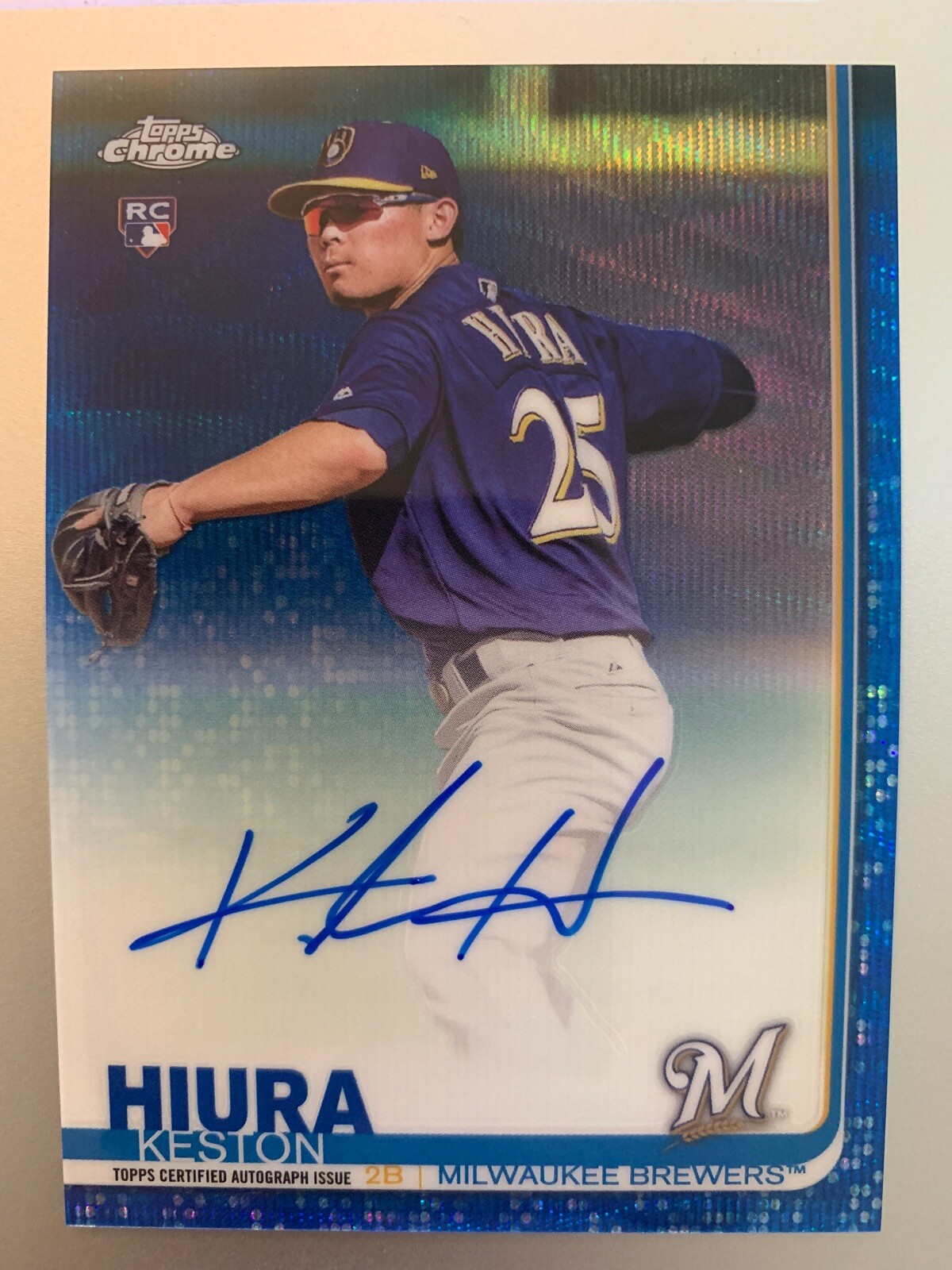 Keston Hiura 2019 Topps Chrome Blue/Wave RC Auto /150 !!!Brewers!!! WOW !!HOT!!