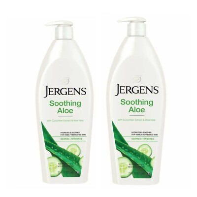 2x Jergens Beruhigende Aloe Erfrischende Körperlotion Aloe Vera & Gurkenextrakt 21oz