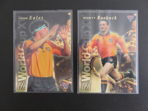 1995 FUTURA RUGBY UNION. WORLD CUP XV #WC5 EALES. #WC15 ROEBUCK. SERIAL NUMBERED