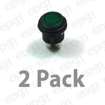 SPST (ON/OFF) ILLUMINATED PUSH BUTTON SWITCH GREEN 20AMPS - 12VDC #66-2492-2PK