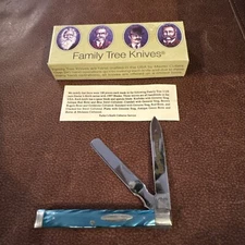 1997 Family Tree Physicians Knife 1/100 Made Blue Swirl Celluloid Case Kinfolks
