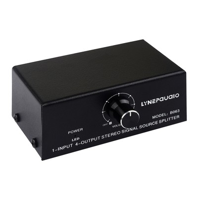 LYNEPAUAIO B063 1 in 4 out Audio Signal Distributor Stereo Signal Source J3Y9