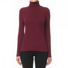 Women's Basic Turtleneck Top Soft Stretch Ribbed Knit Cotton Long Sleeve Shirt