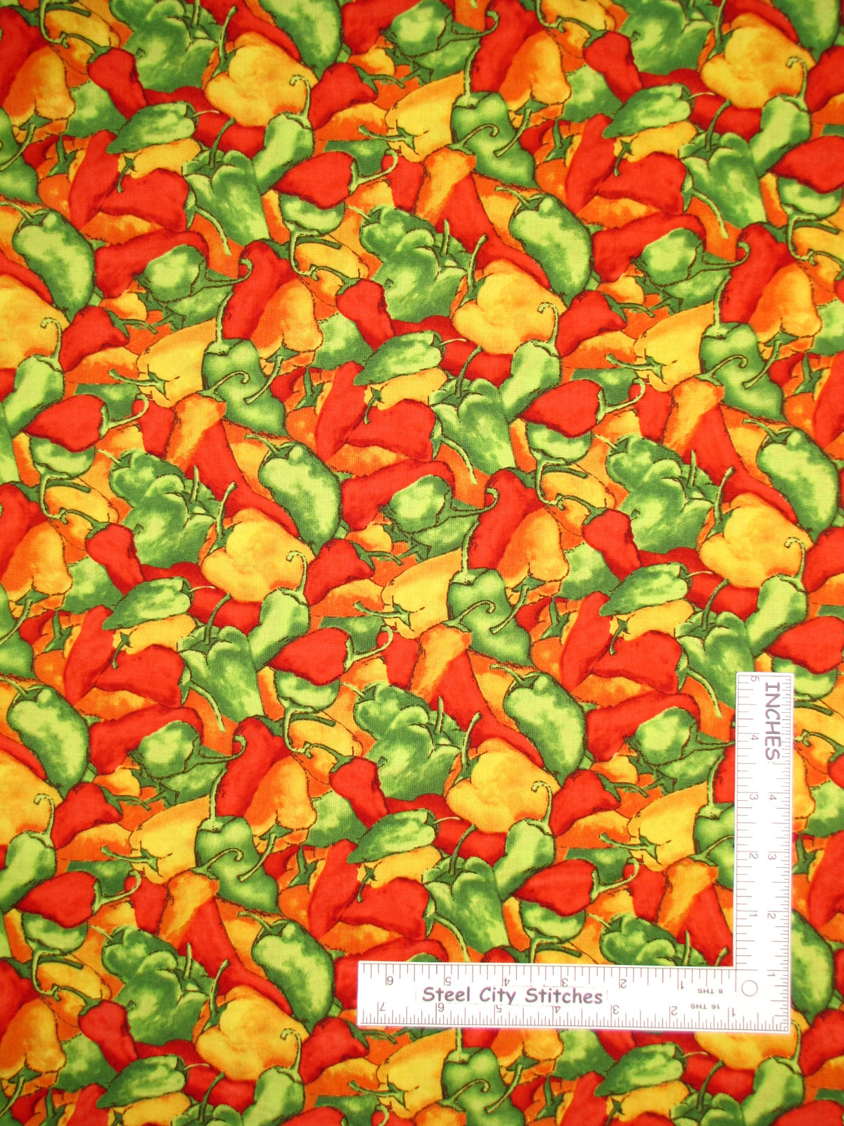 Chili Pepper Fabric Hot Peppers Allover Cotton Wilmington Caliente By