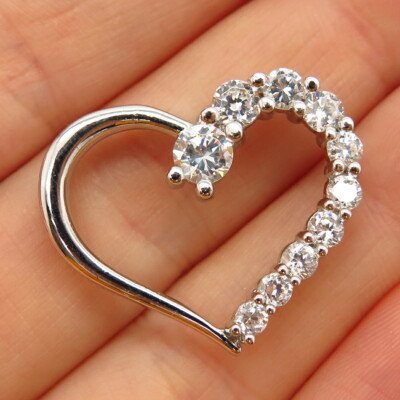 Details about 925 Sterling Silver C Z Open Heart Design Slide Pendant Details about 925 Sterling Silver C Z Open Heart Design Slide Pendant