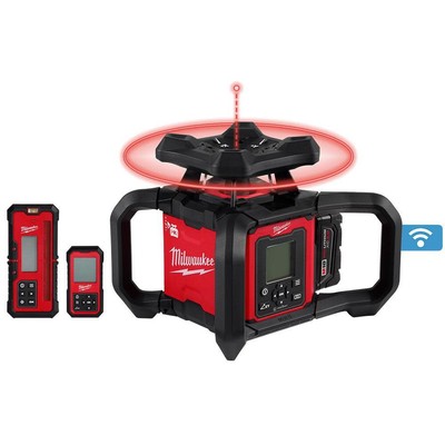 Milwaukee 3704-21 M18 Red Exterior Dual Slope Rotary Laser Level Kit