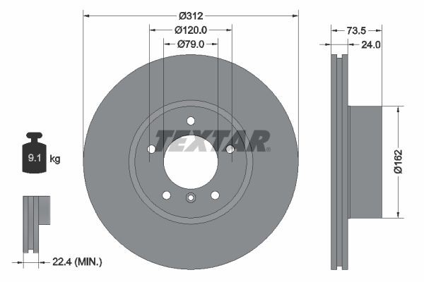 2X Textar Bremsscheibe 92176105 FüR BMW-image